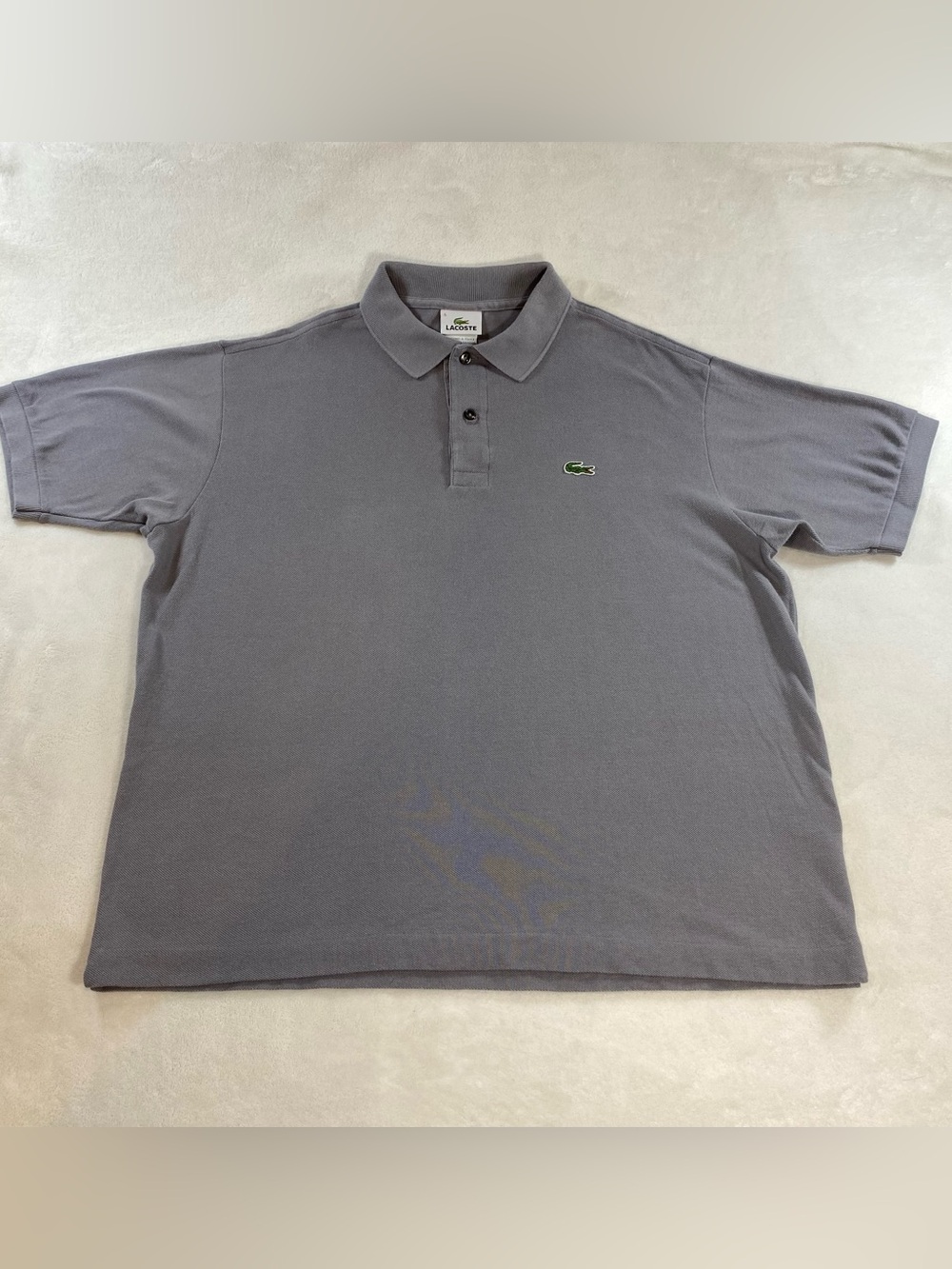 Lacoste Classic Grey Cotton Piqué Polo Crocodile Logo Size 5